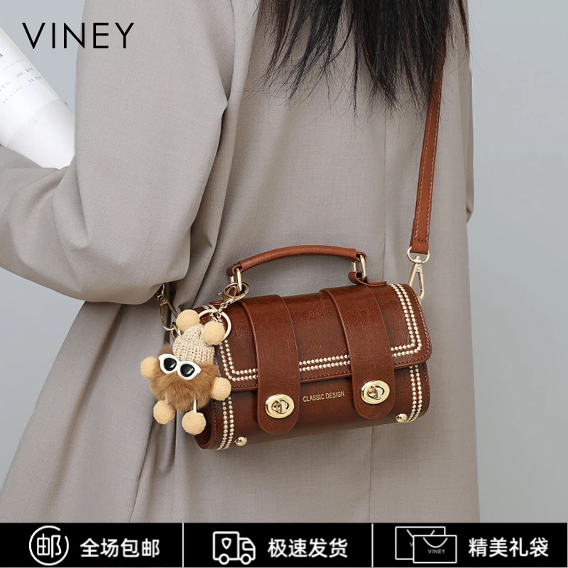 Viney真皮包包女斜挎包2025款手提轻奢单肩生日礼物送女友送老婆