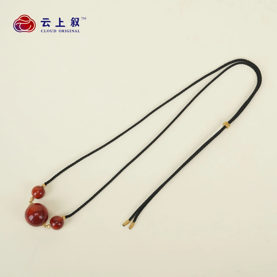 【云上叙】2 QJD00300058 南红锁骨链-多样性发其一 顶珠17mm