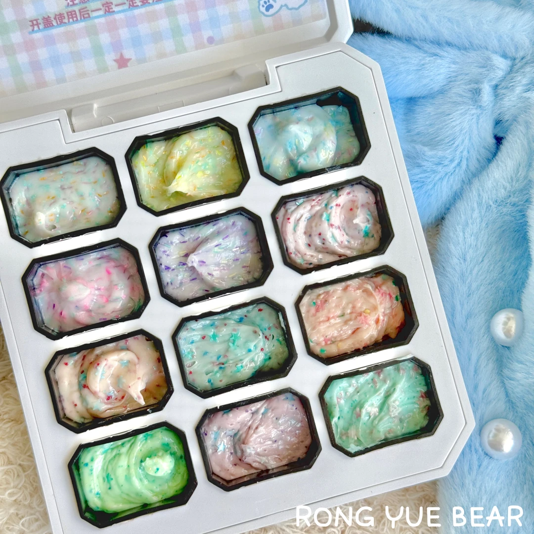 榕悦熊RONGYUEBEAR流苏星星油画胶12宫格奶油可爱美甲甲油胶