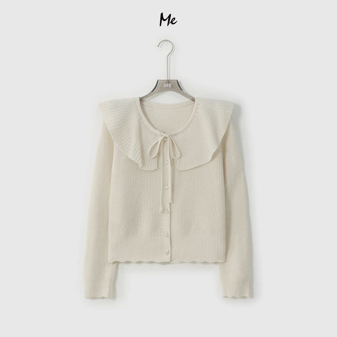 ME【风琴小荷花】北纬43°绵羊毛娃娃领时尚百搭针织毛衣MESA3567
