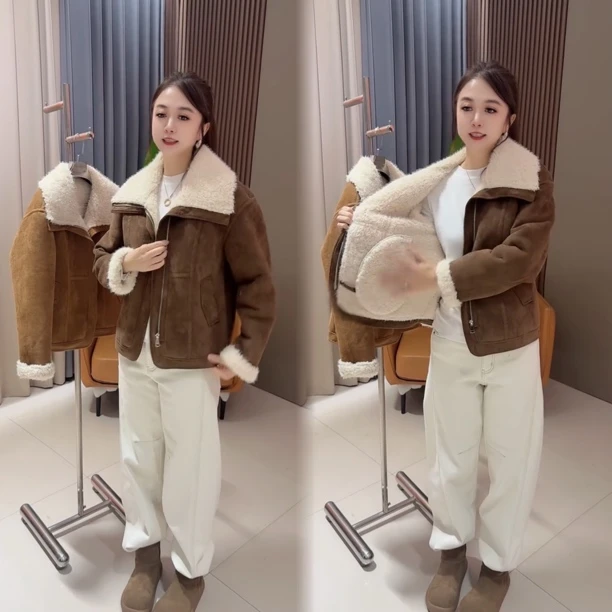 2025秋冬新款洋气宽松显瘦百搭气质网红同款减龄大码时尚遮肉外套