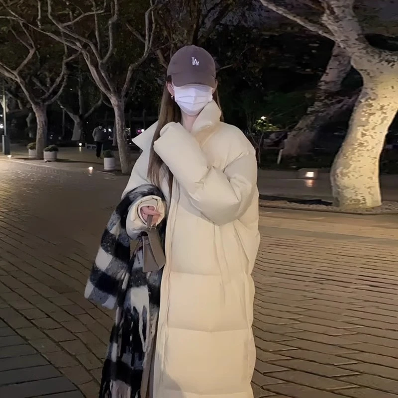 白色羽绒服女中长款2025冬季新款小个子宽松加厚过膝90白鸭绒外套