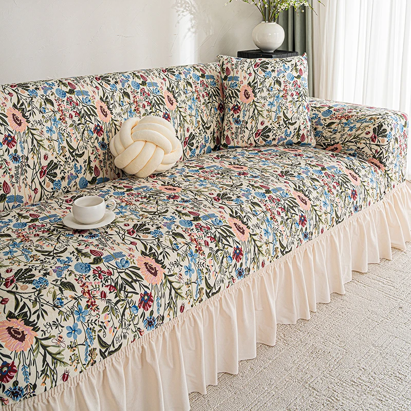 (裙边花密沙发套)2025新款沙发套罩简约防滑防猫抓沙发坐垫全包