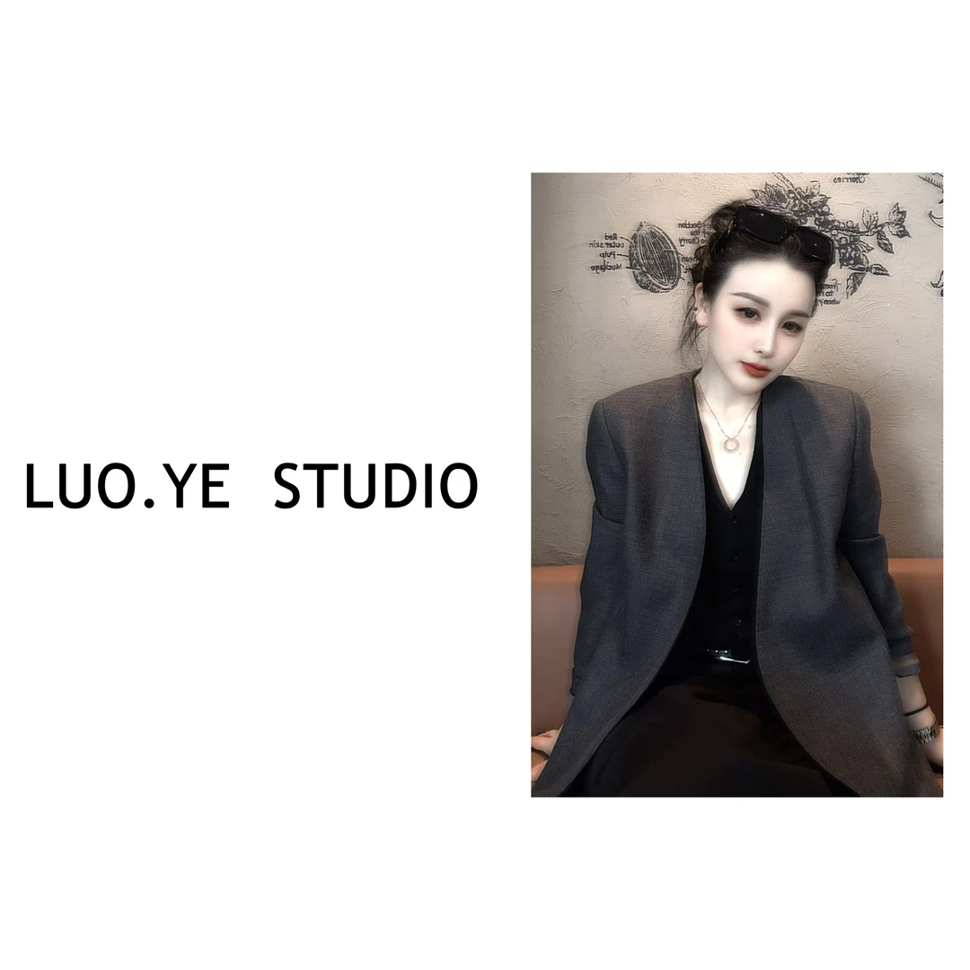 罗爷 · 【知许】欧货灰色羊毛西装外套上衣气质时尚百搭休闲显瘦