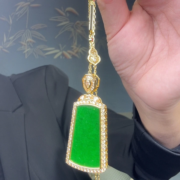 翡翠银S925镶嵌吊坠(赠链)特价