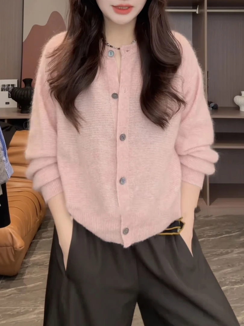 法式甜美风洋气减龄长袖女2025秋季显瘦气质针织衫高级感宽松上衣