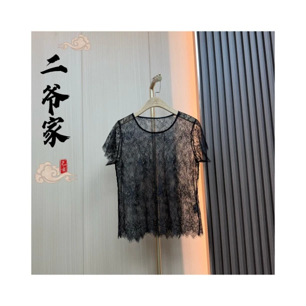 S88021062极简圆领蕾丝T恤