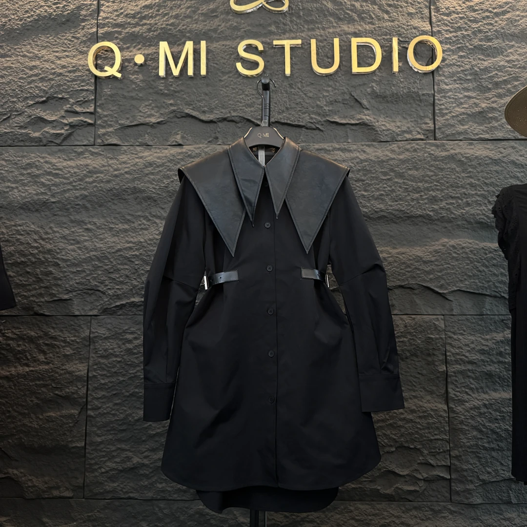 2025春游原创设计穿搭工装娃娃领连衣裙高级感洋气秋季休闲25001