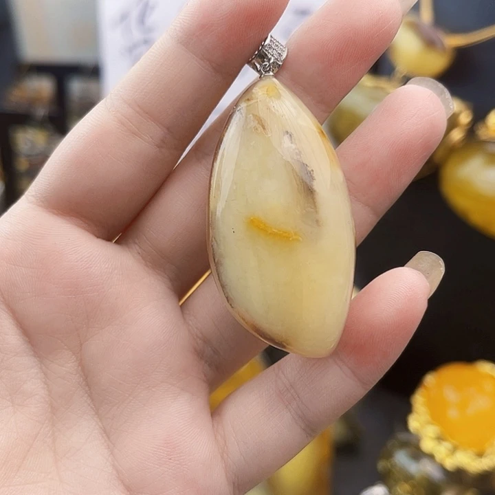 裸石琥珀银S925镶嵌