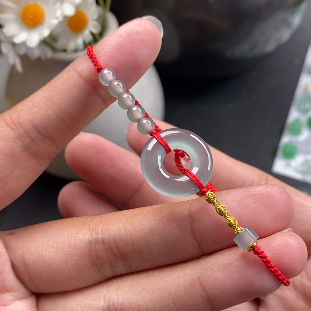 翡翠裸石甜甜圈手绳