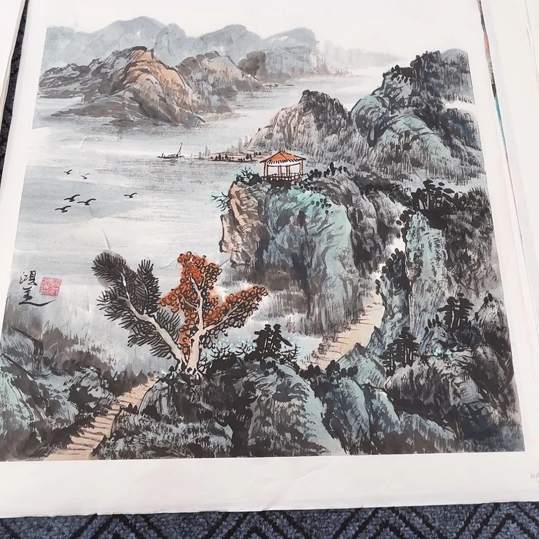 爱***字国画孙鸿金老师四尺斗方山水奇