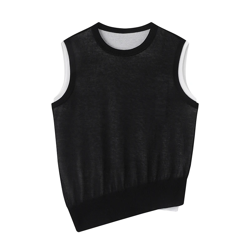 艾*家商场同款2025夏季圆领休闲无袖针织衫背心上衣女50518101