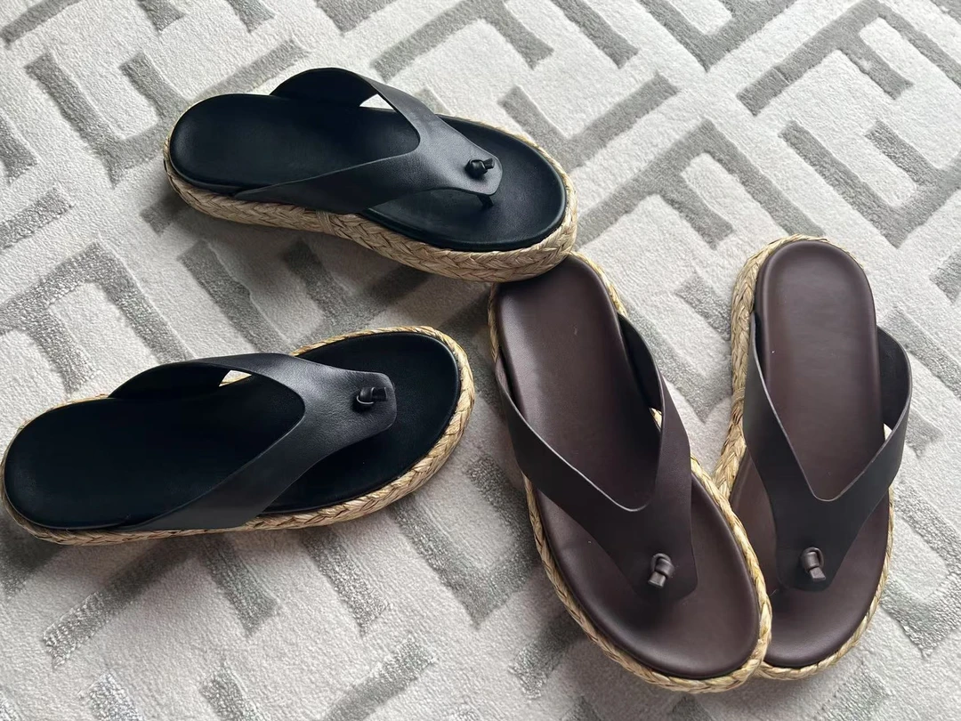 2025夏季新款牛皮编织绳人字夹趾拖外穿露趾凉拖女沙滩鞋906-36