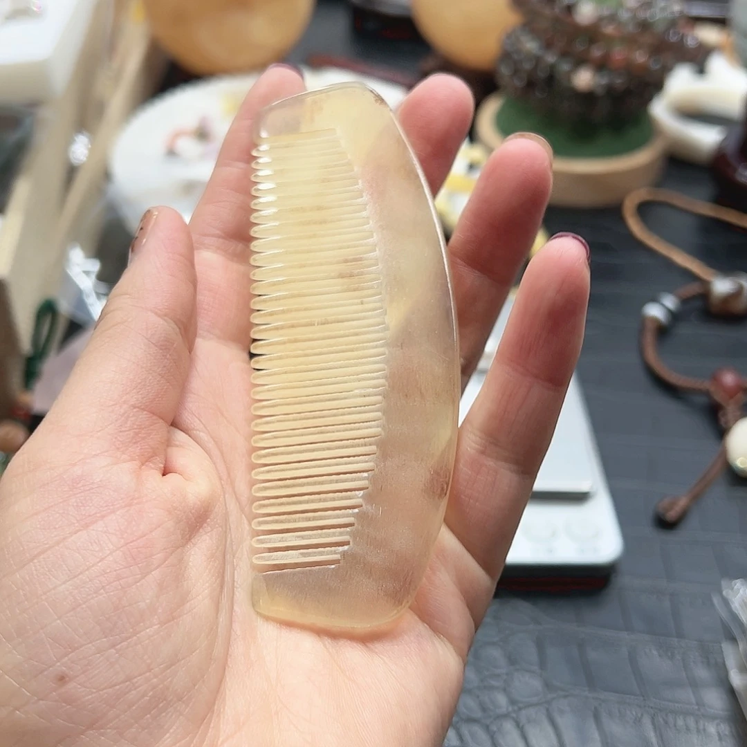 烟晶手链22K金镶嵌羚羊角小梳子