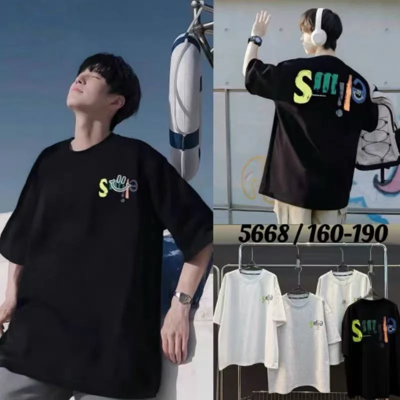 【5668-黑色】青少年夏季潮品圆领T恤