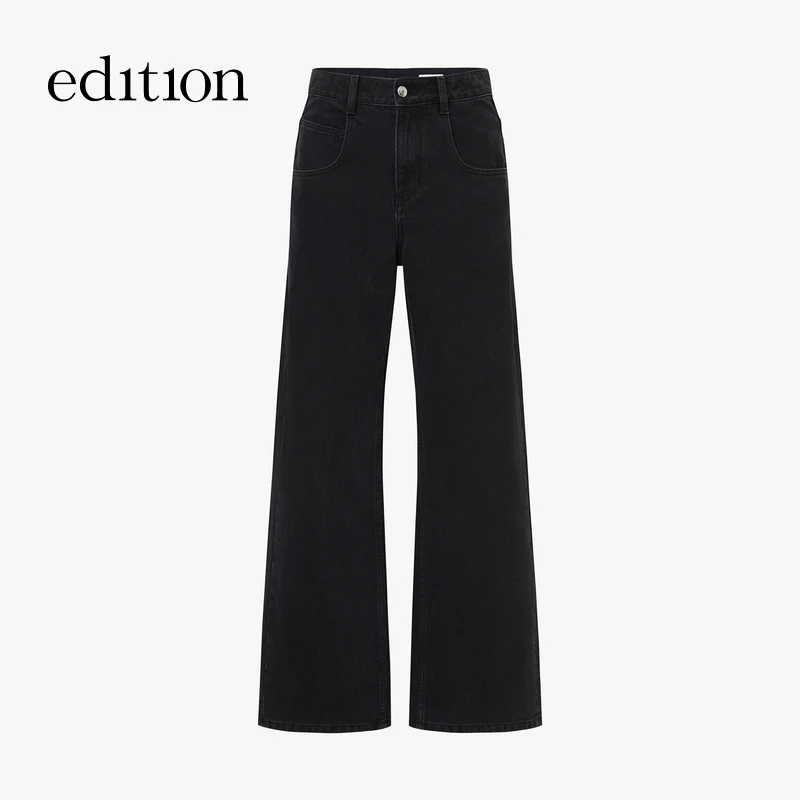 【达人专属】新品edition微喇瘦直修身黑色牛仔裤#EBE1JEN007