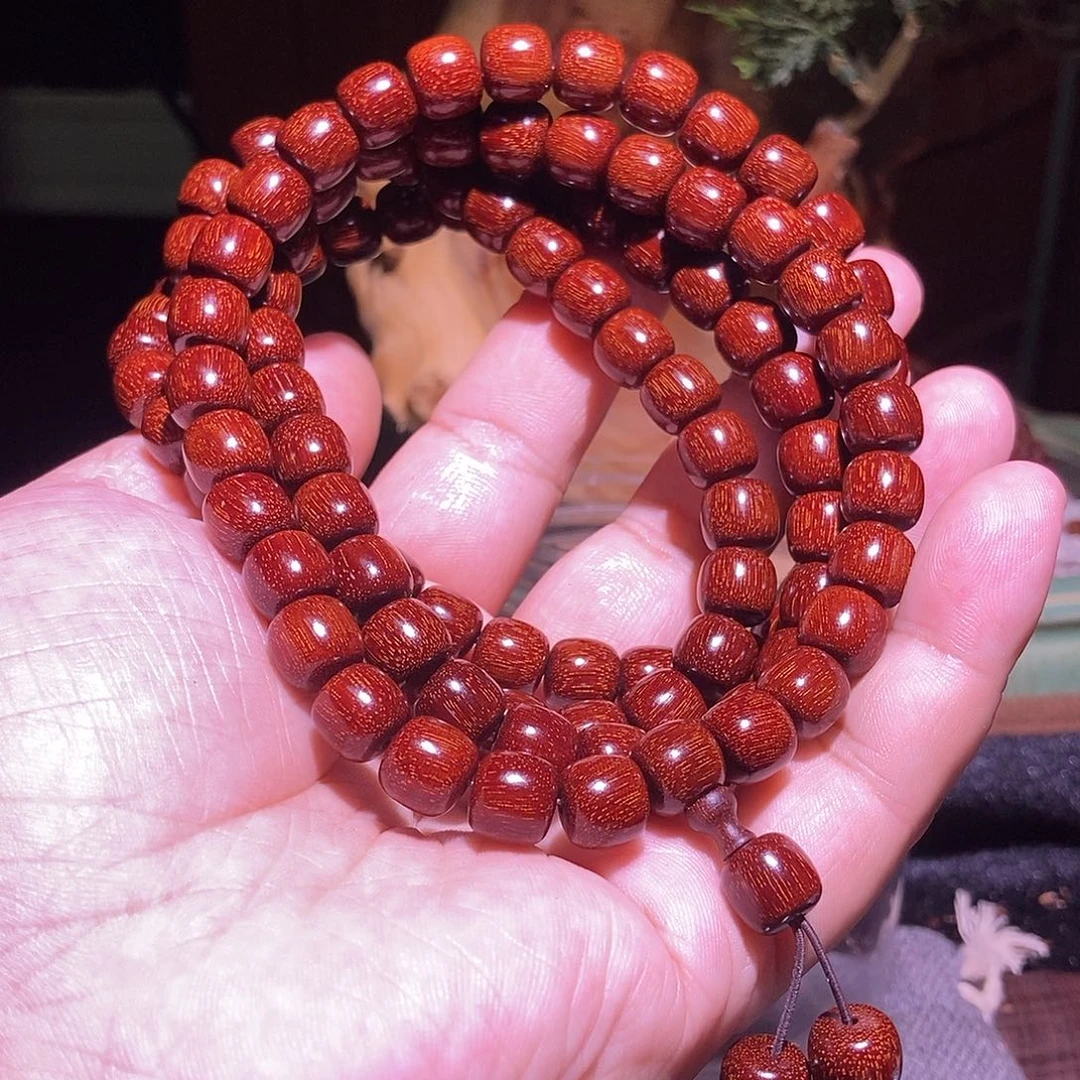 木巅峰毕业，印尼金星紫檀1.0老邢108超级无敌爆满真金星老料泥料