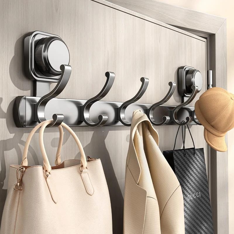 吸盘免打孔卫生间毛巾架置物架壁挂厕所浴室洗手间门后浴巾杆挂钩