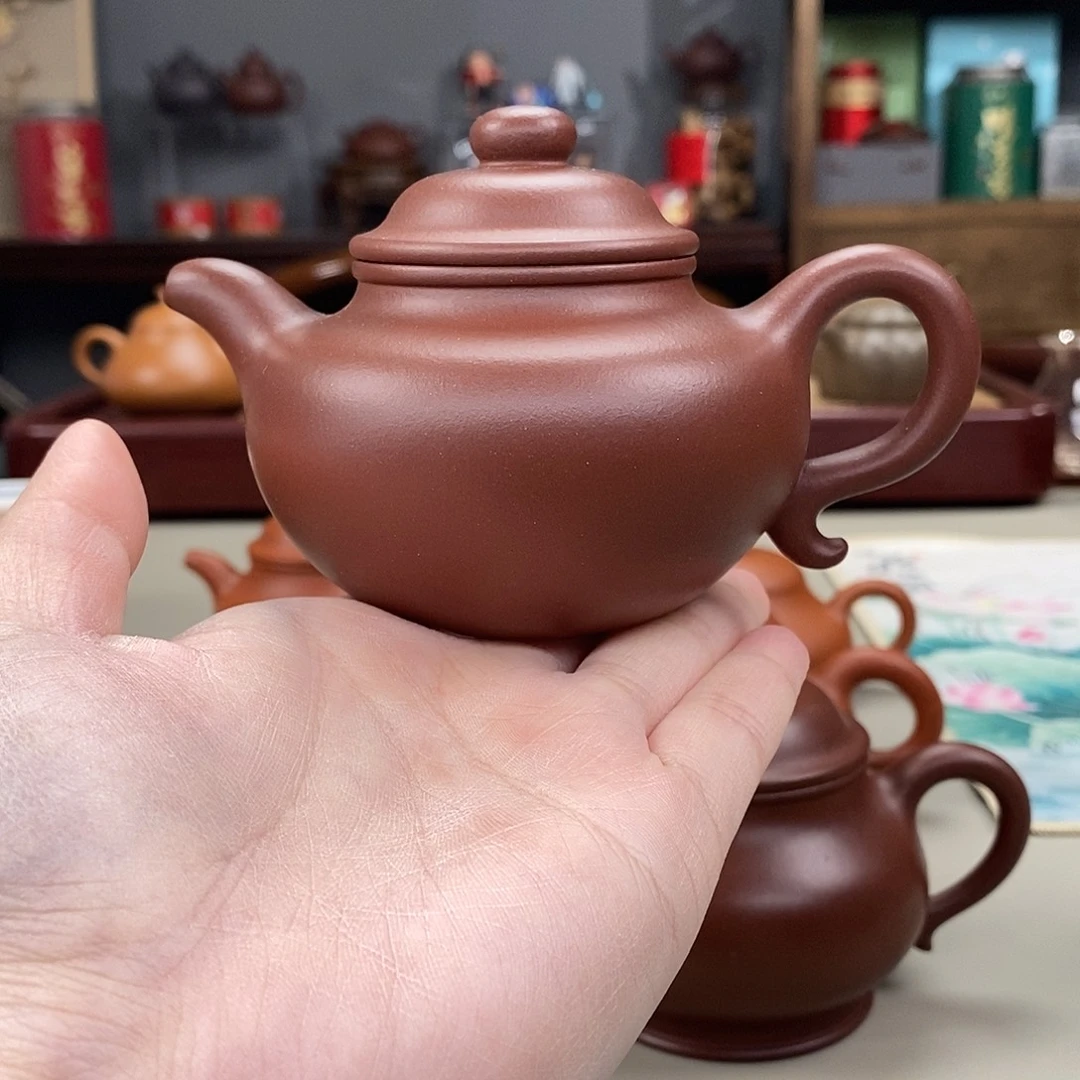 紫砂茶壶黄龙源底槽清半手莲子220cc