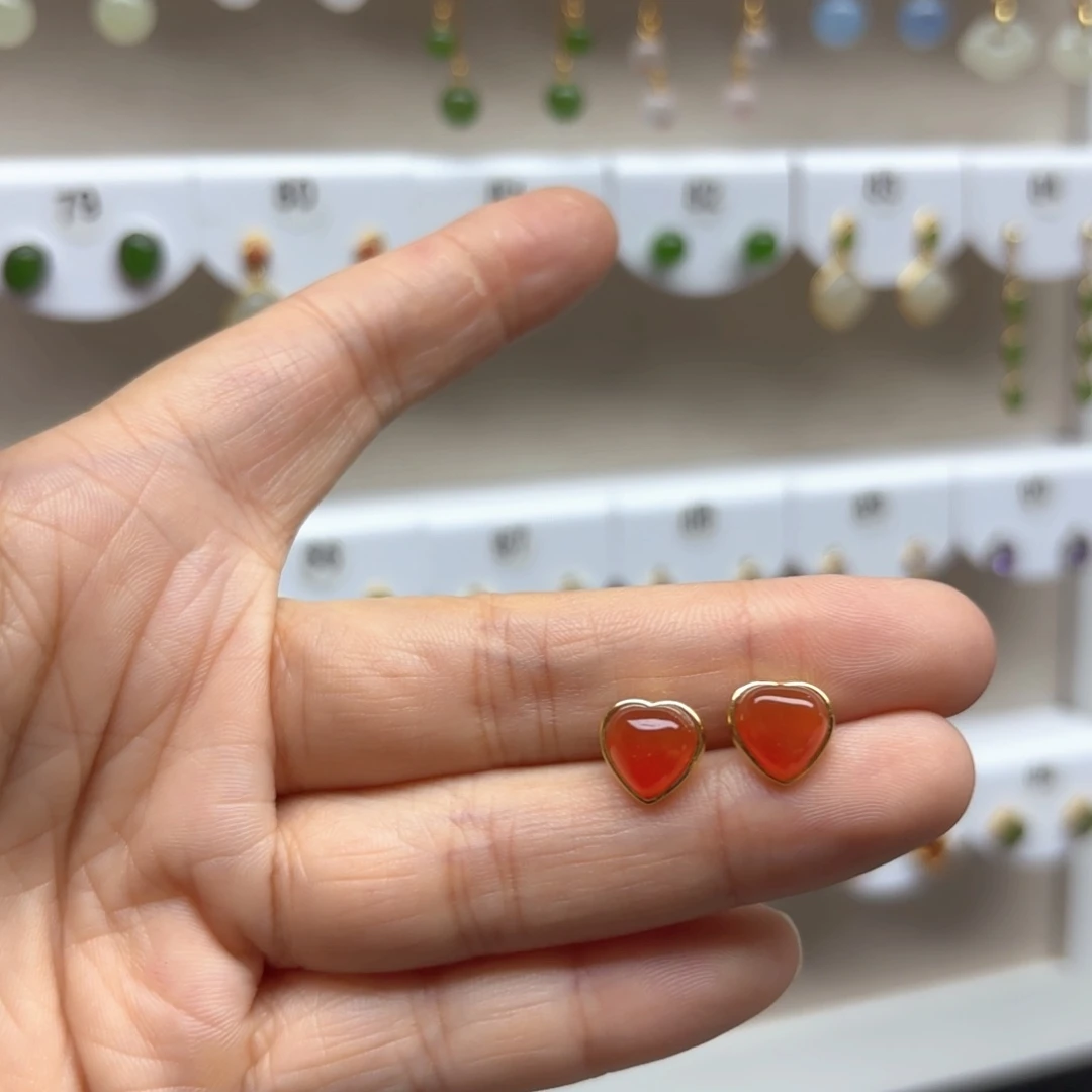 玛瑙/玉髓耳饰银S925镶嵌