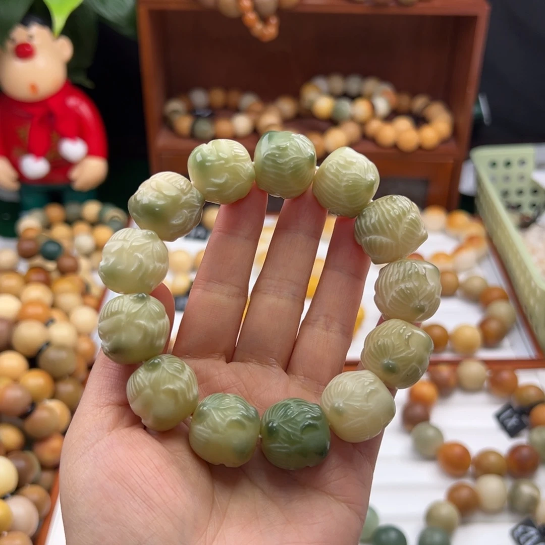 菩提根/象牙果手串玛****班卡20雕刻干磨哪吒微瑕