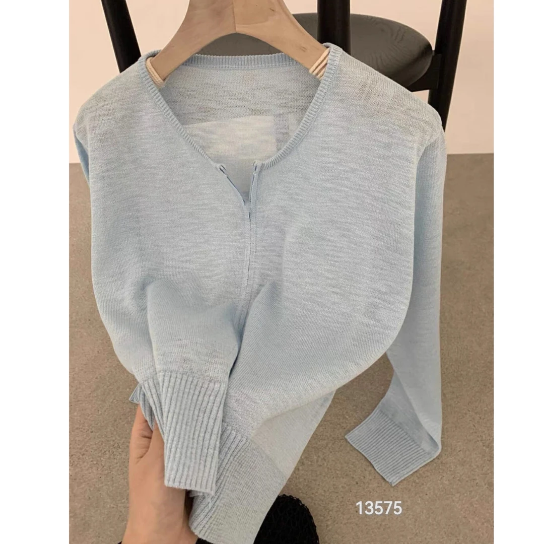 13575（部分无水洗唛，介意慎拍）WANGDAN拉链开衫长袖