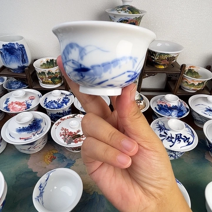 忠意堂釉下彩虾趣