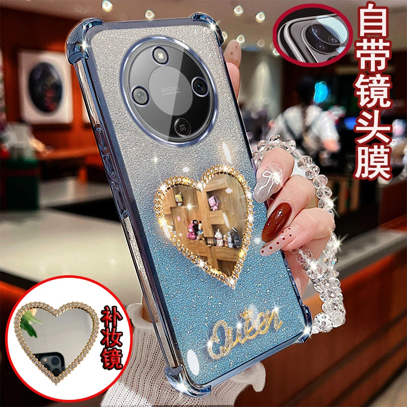 适用荣耀x70手机壳MTN-ANOO爱心镜四角气囊防摔套网红镜头全包边