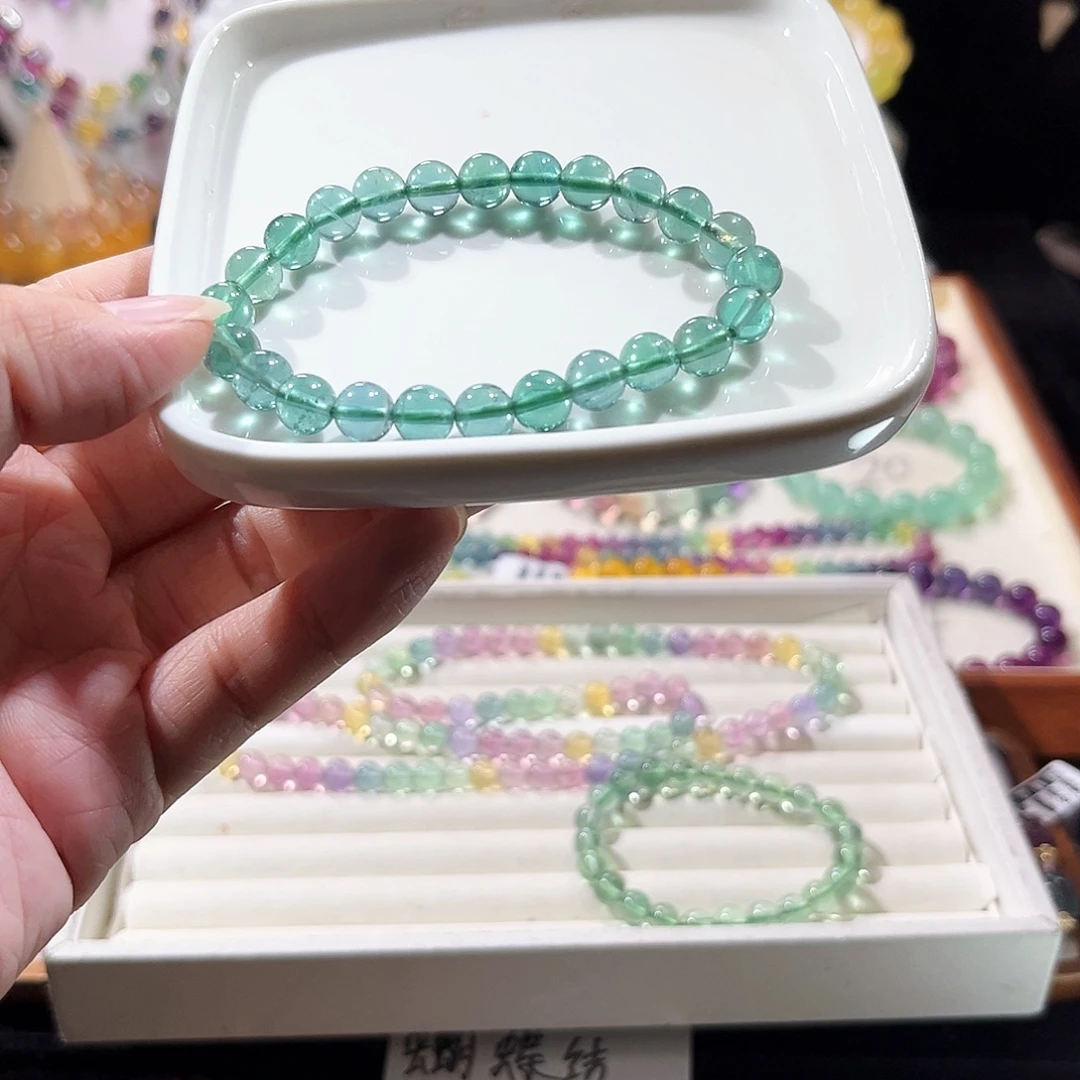 未镶嵌手链萤石孔雀绿8m