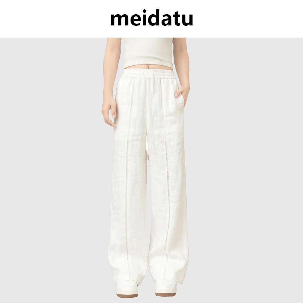 美哒兔（轻氧呼吸）高级感亚麻休闲裤CK2794-6