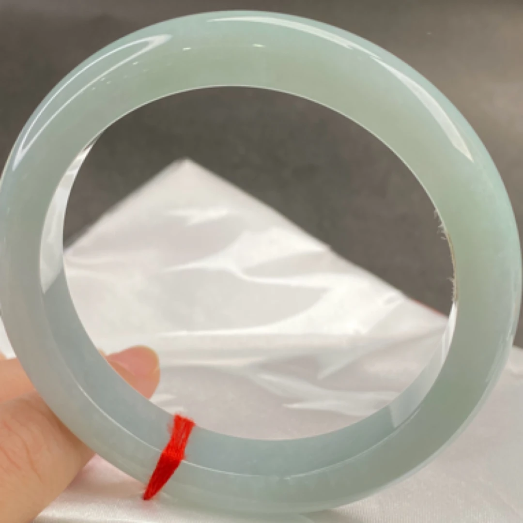 缅A翡翠手镯冰蓝大圈61.7圈口