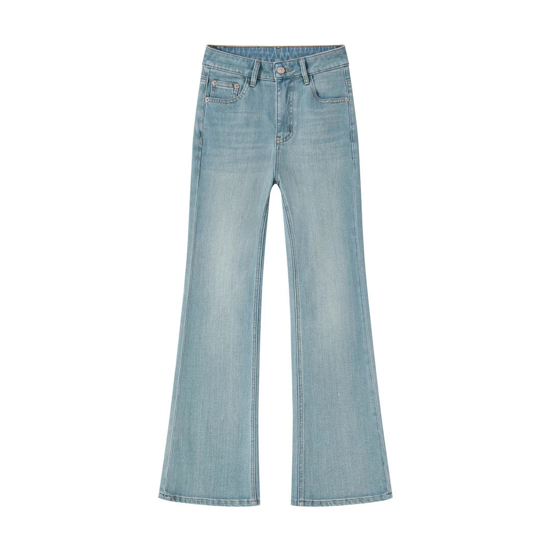 2025年加绒冬季款弹力高腰微喇牛仔裤显瘦喇叭裤爆款马蹄喇叭裤子