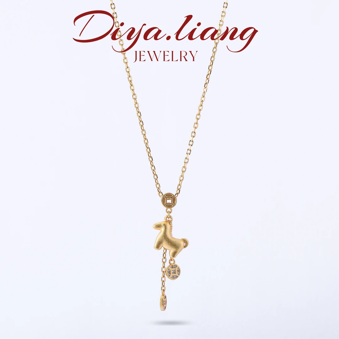 坠链均925银 梁雅帝新品【马上有钱】古法金新中式气质纯银项链