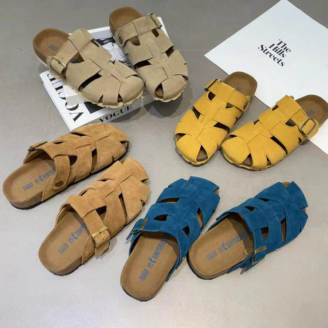 休闲包头纯色防水台中跟包头拖春夏夏季韩版厚底洞洞百搭凉鞋