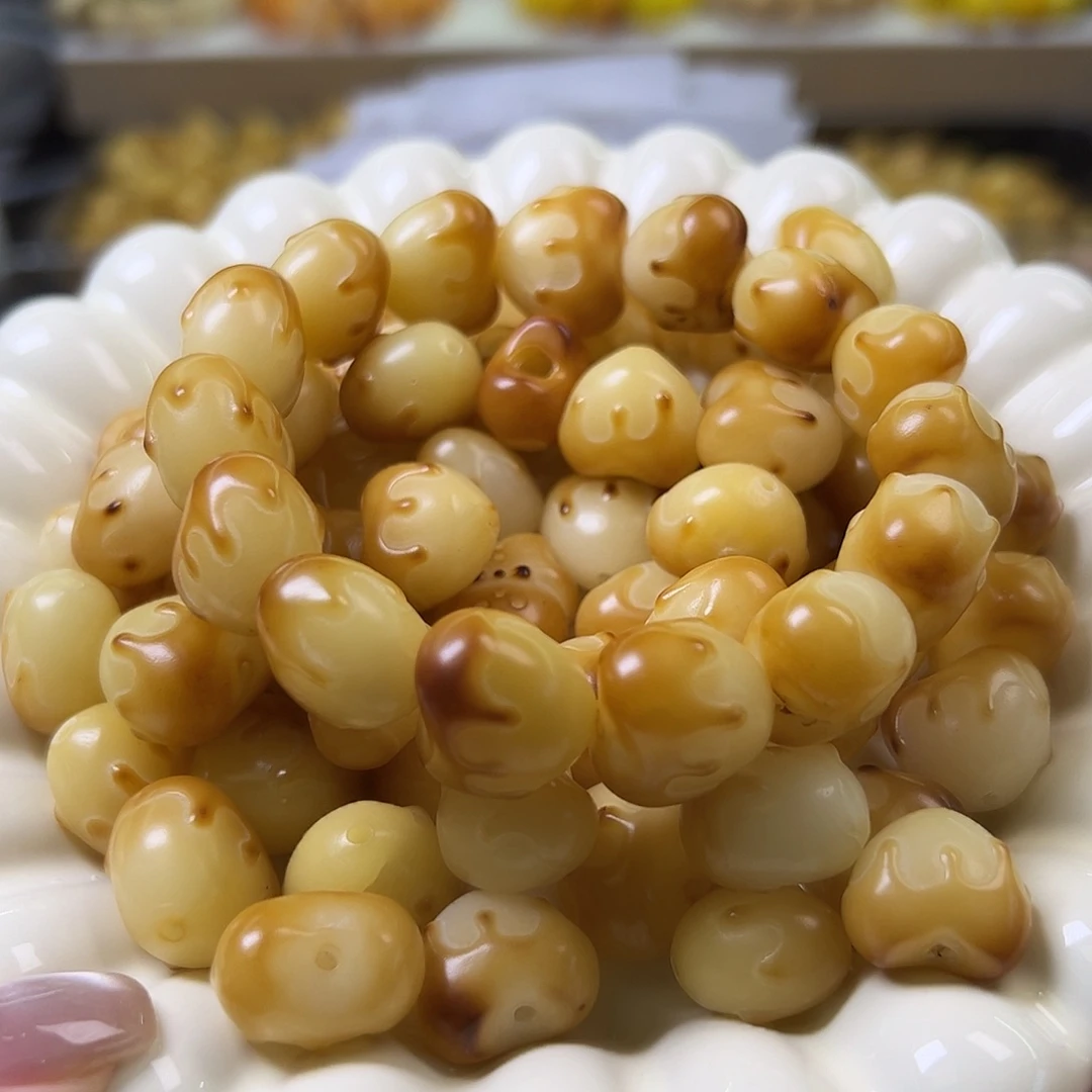 菩提根/象牙果手串瑕疵卡17左右炭烤流心爱心20颗