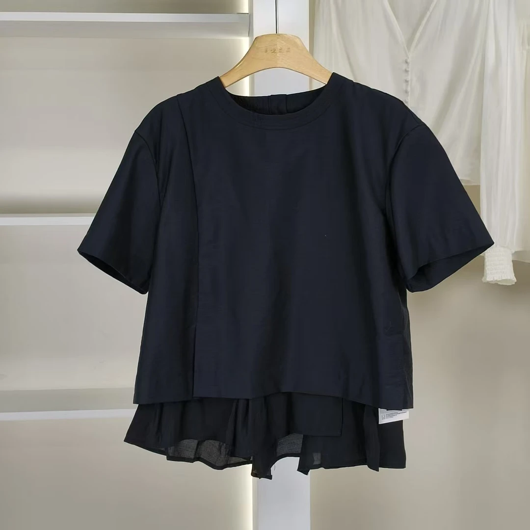 麦迪尚品【夕Y】50909407 夏季简约拼接上衣短袖品牌女装