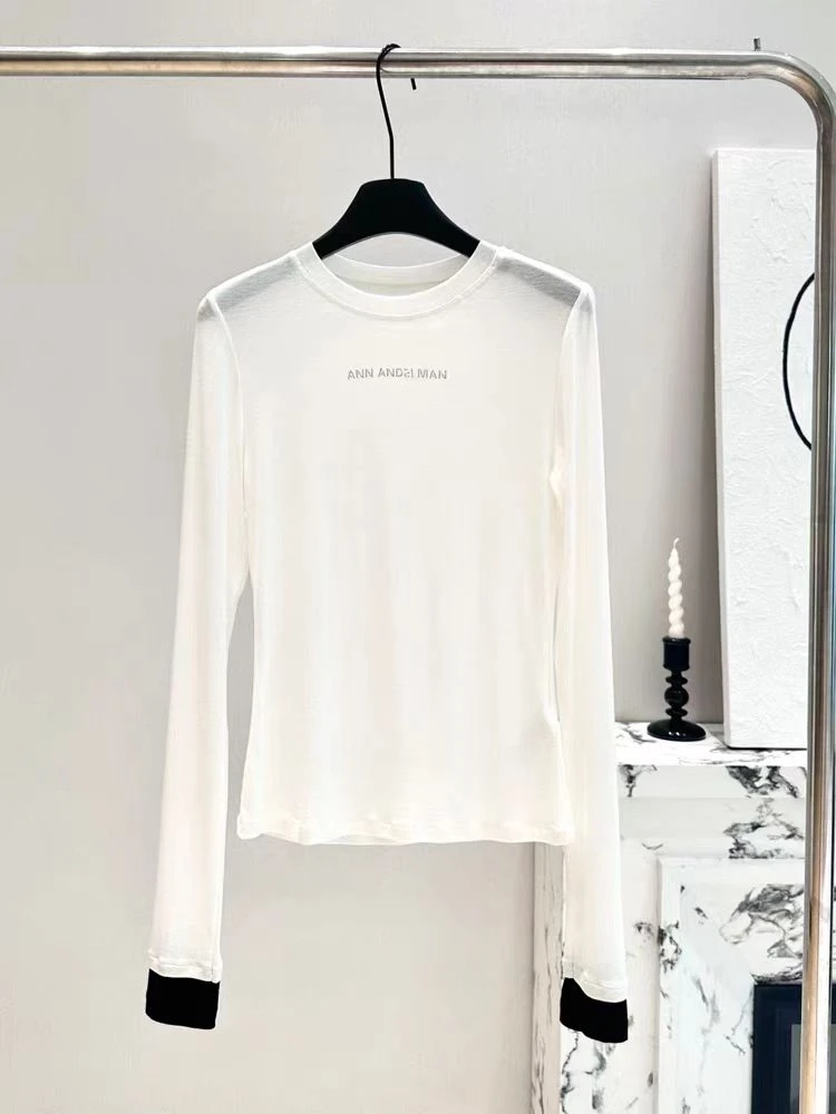 25新款长袖烫钻打底衫T恤