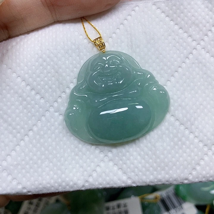 翡翠18K金镶嵌颈饰挂件