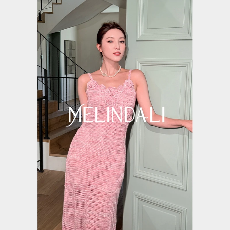Melinda Li【青青山茶】纯手工钩花定制法式花纱连衣裙针织开衫半