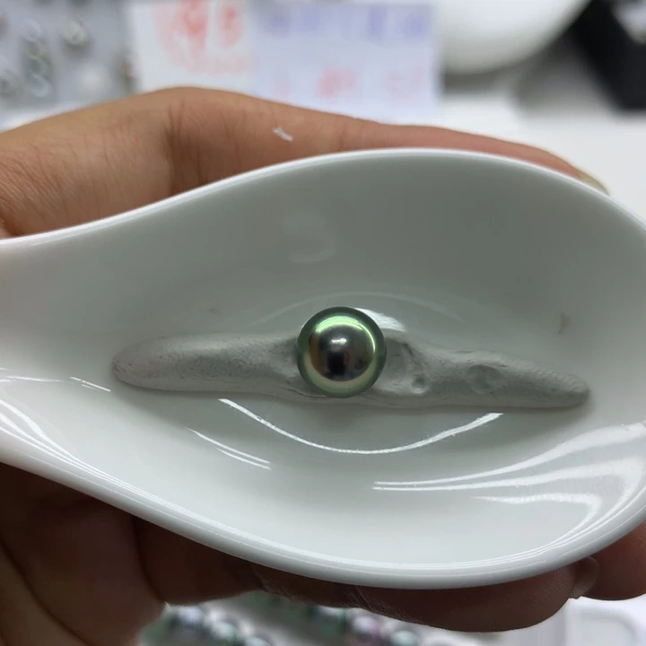 海水珍珠裸珠草地绿可做素戒款后无暇