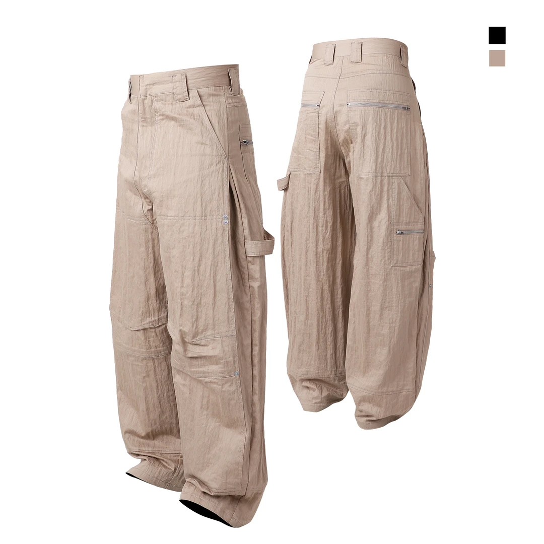 <0868-零捌陆捌>25SS皱感纹理伐木结构阔腿裤极简百搭Baggy