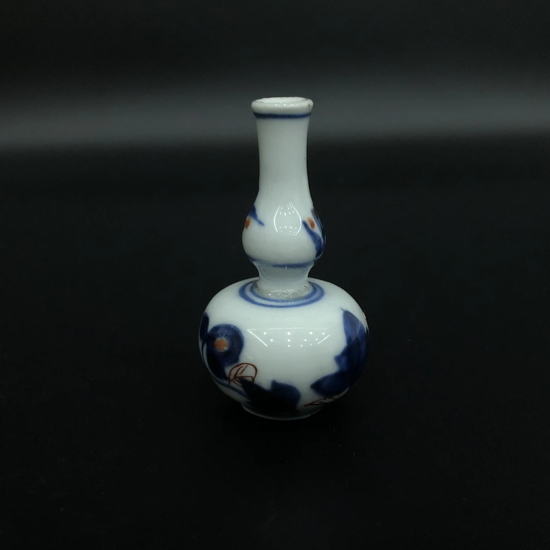 lot:25121253 清康熙青花矾红花卉纹葫芦瓶 高6.8cm