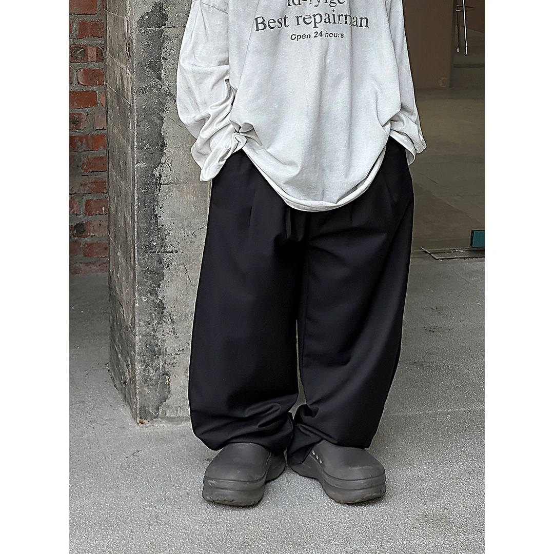 韩版英伦风秋季3黑色纯色直筒裤休闲百搭男童