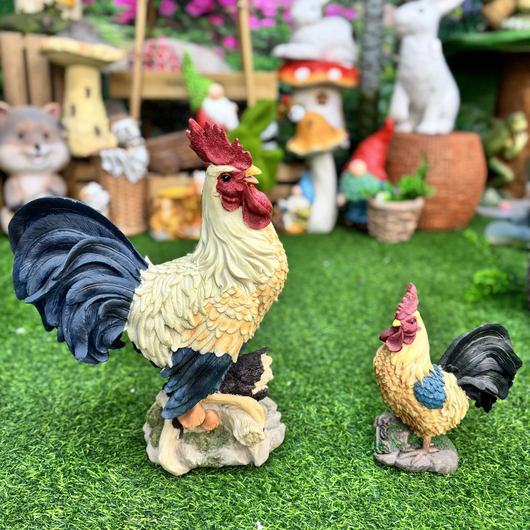 仿真公鸡母鸡雕塑模型花园林庭院子超市饭店农家乐装饰品动物摆件