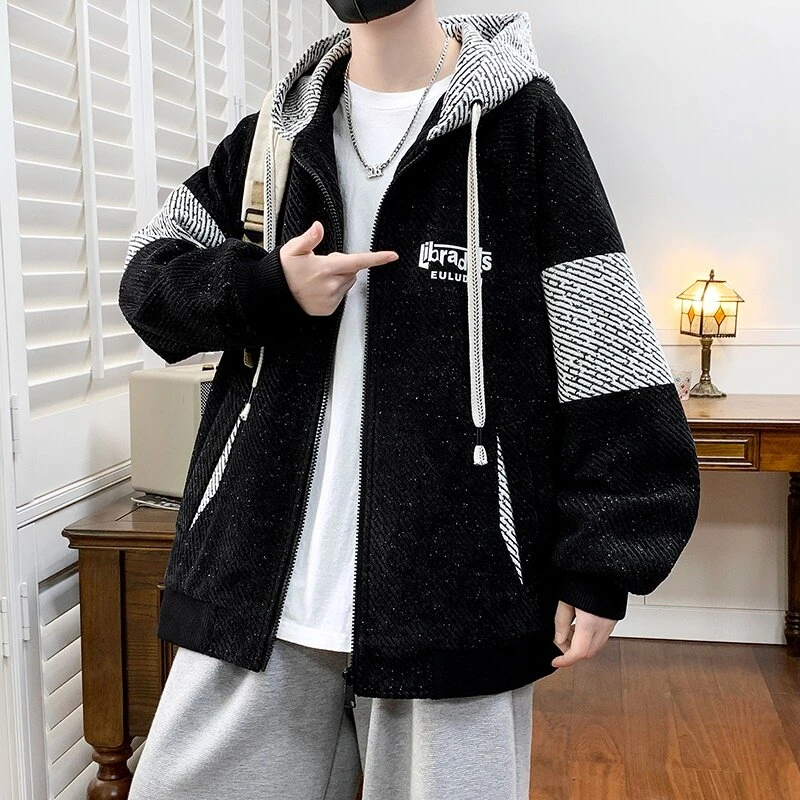 2025青少年痞帅上衣春秋季新条纹外套男潮牌休闲宽松翻领夹克男装