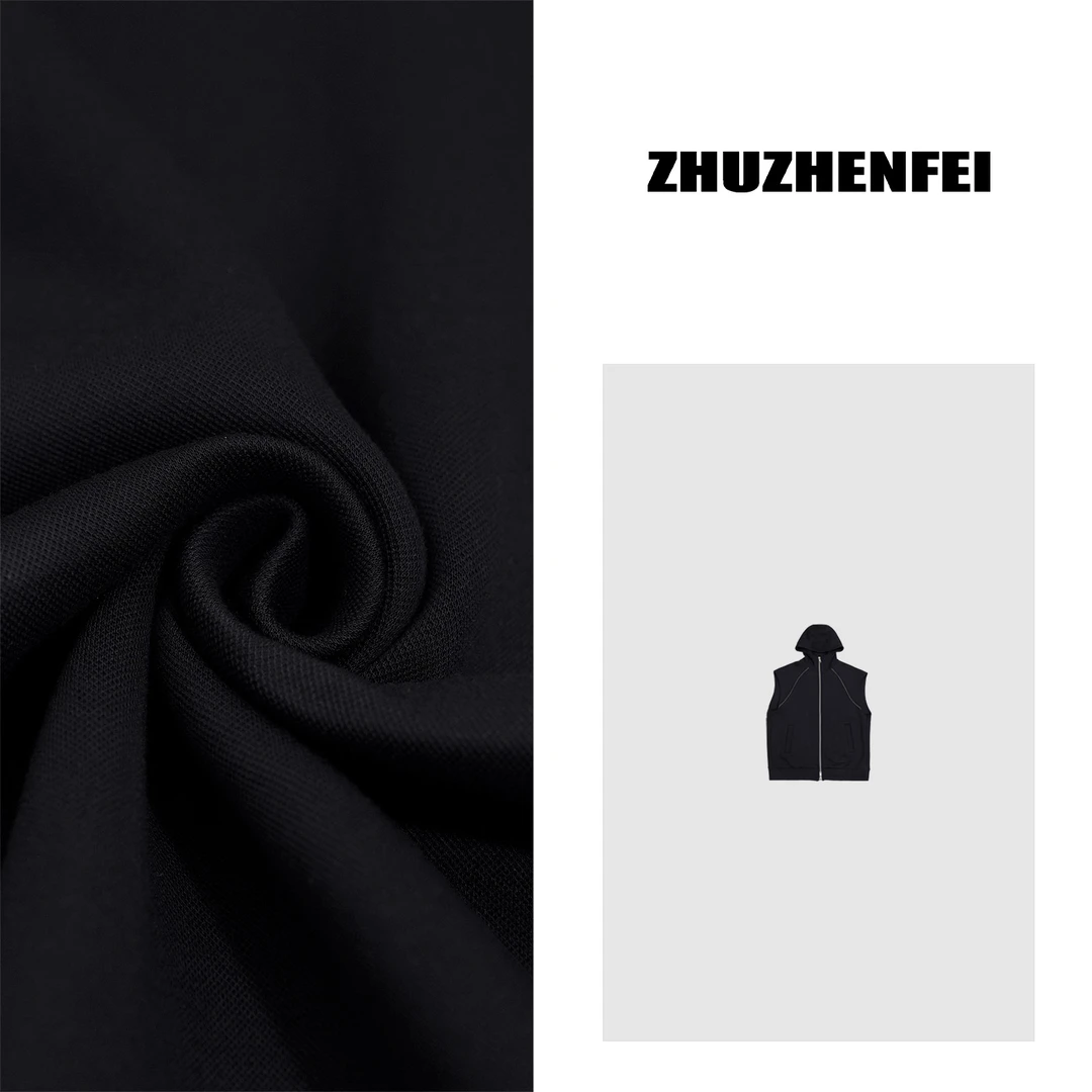 ZUHZHENFEI【海边的风】藏蓝中性宽松百搭无袖连帽外套Z351171