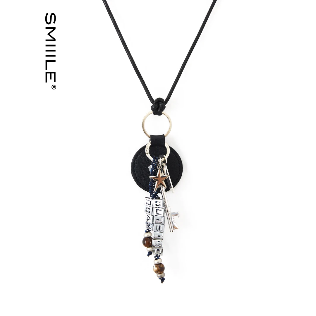 合金项链 SMIIILE手工编织星星钥匙扣包包挂件毛衣链