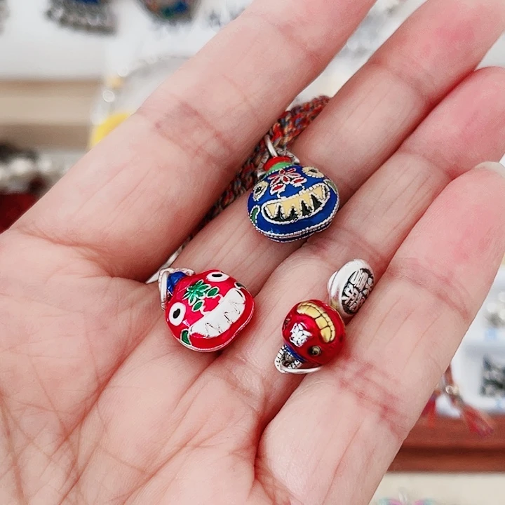 珐琅吊坠足银五件