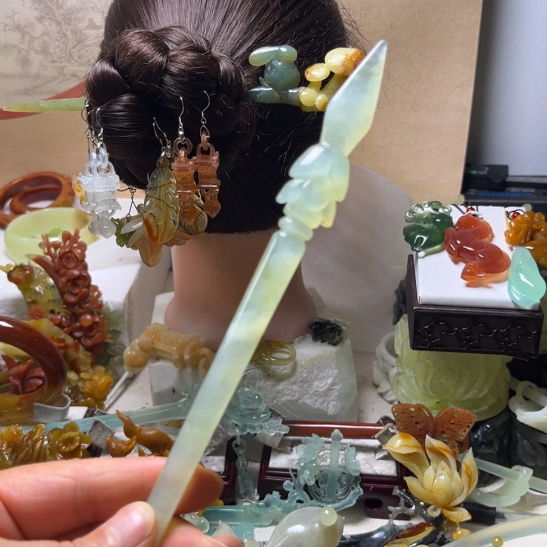 【闪购商品】蛇纹石玉合金发饰