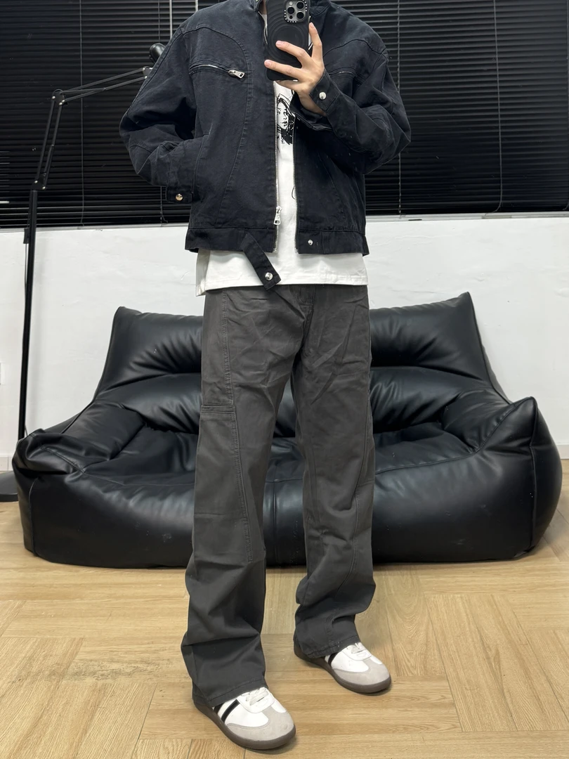LW破缝拼接直筒休闲裤